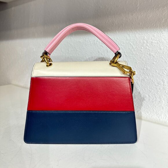 Gucci Tri-Color Leather Queen Bees Top Handle Shoulder Bag Crossbody - Picture 3 of 9